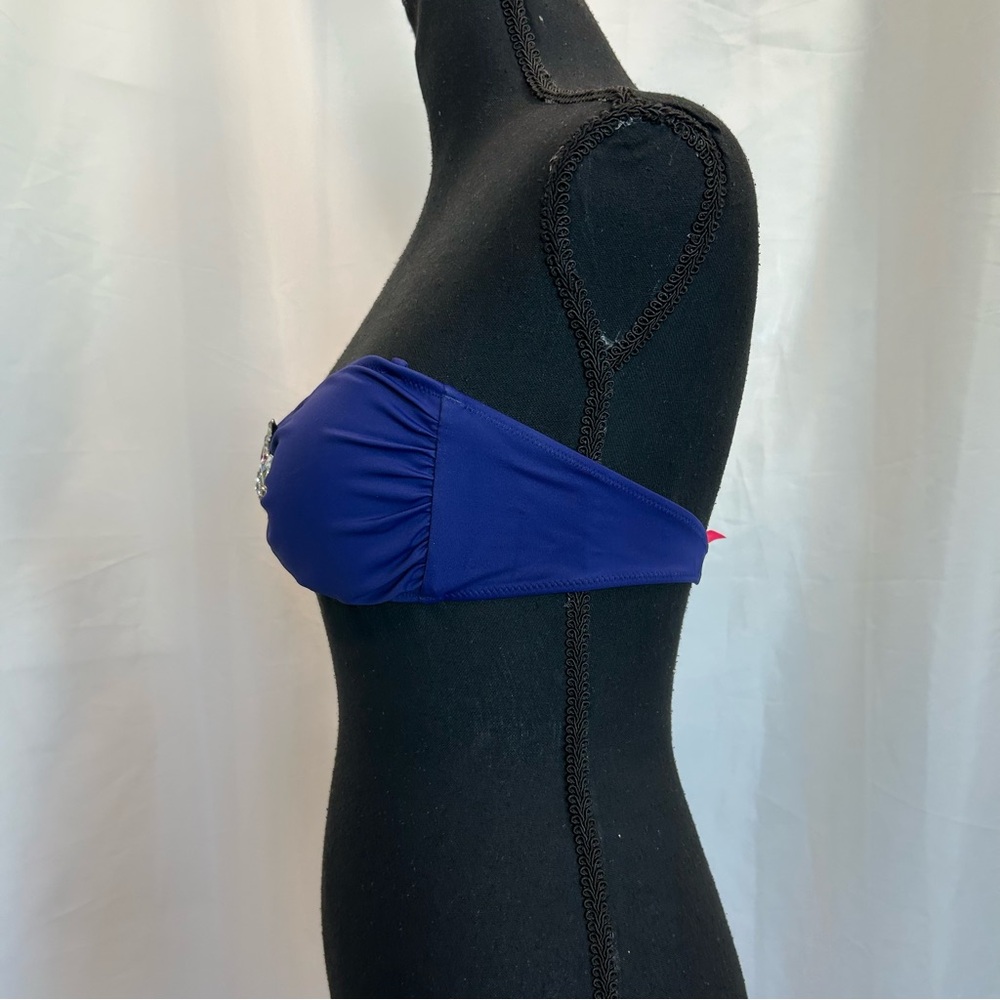 Victoria's Secret blue bandeau bikini top gem jewelled Sz M - Picture 4 of 14
